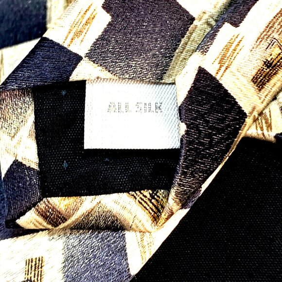 Pierre Cardin Vintage 60s Black Gold Geometric 100% Silk Men's Dress Neck Tie - Picture 6 of 9